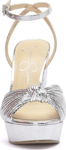 Jessica Simpson Womens Immie Platform Sandal with Ankle Strap, Silver, 8 - Image 2