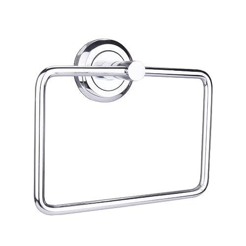 BonKaso Stainless Steel Square Towel Ring/Napkin Holder for Bathroom, Wash Basin & Kitchen – Wall Mounted, Rust-Resistant, Chrome Finish (FL-02S) – Pack of 1 - Image 1