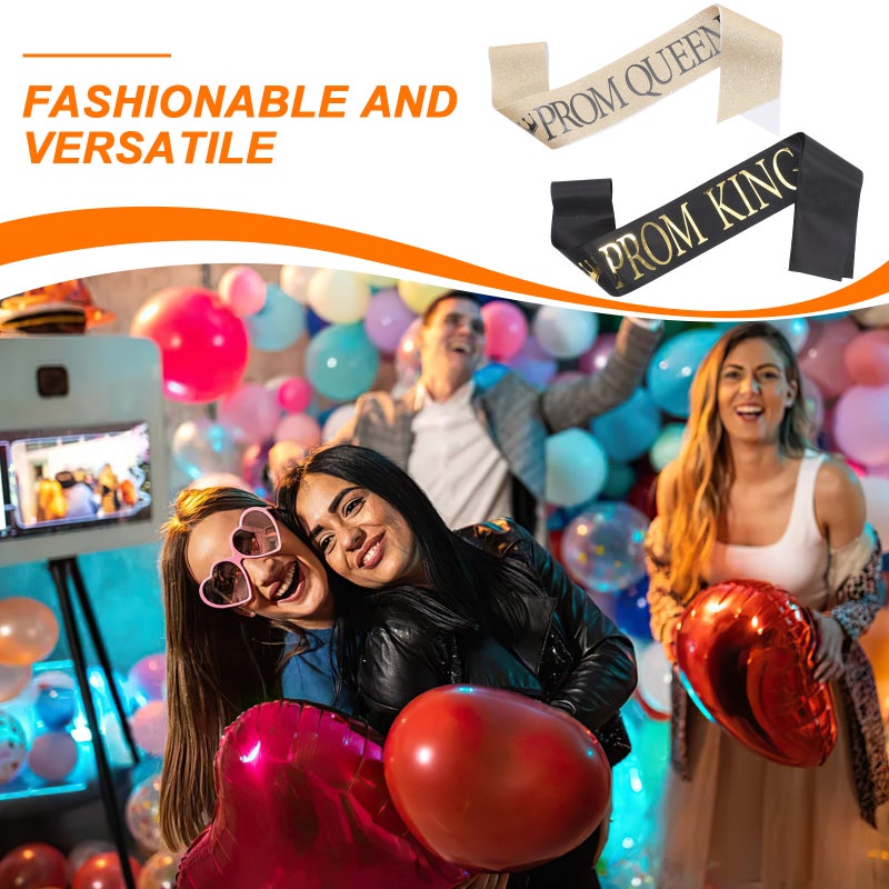 2pcs Prom King and Prom Queen Sashes King Sash Queen Sash Graduation Cosplay Party Sashes - Image 3