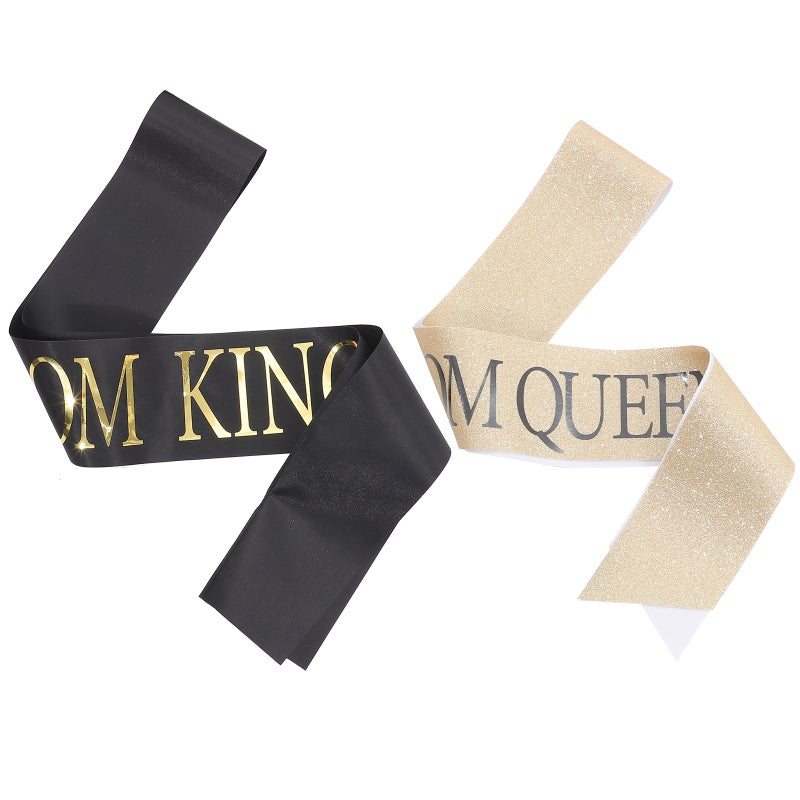 2pcs Prom King and Prom Queen Sashes King Sash Queen Sash Graduation Cosplay Party Sashes - Image 1
