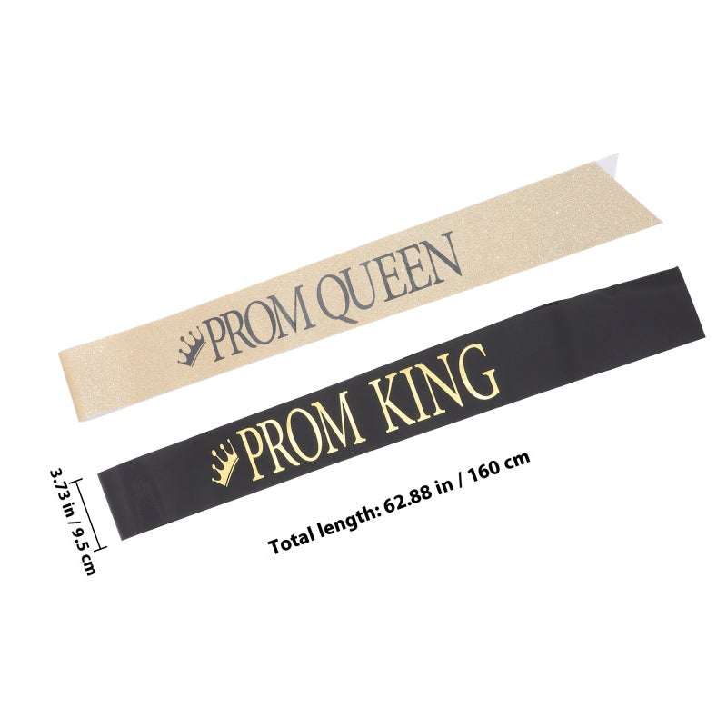 2pcs Prom King and Prom Queen Sashes King Sash Queen Sash Graduation Cosplay Party Sashes - Image 2