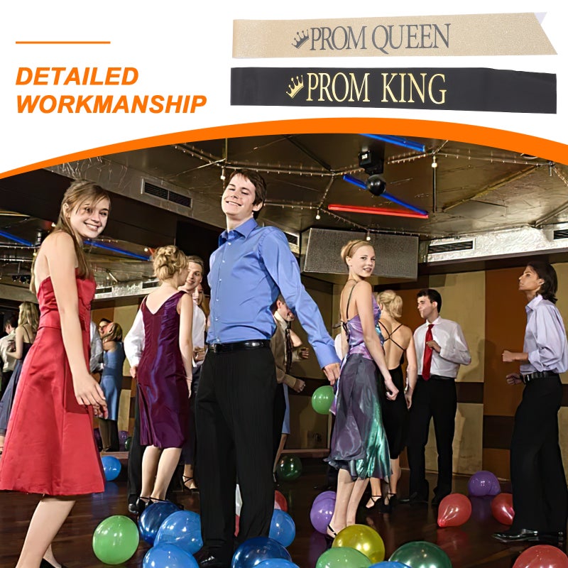2pcs Prom King and Prom Queen Sashes King Sash Queen Sash Graduation Cosplay Party Sashes - Image 5