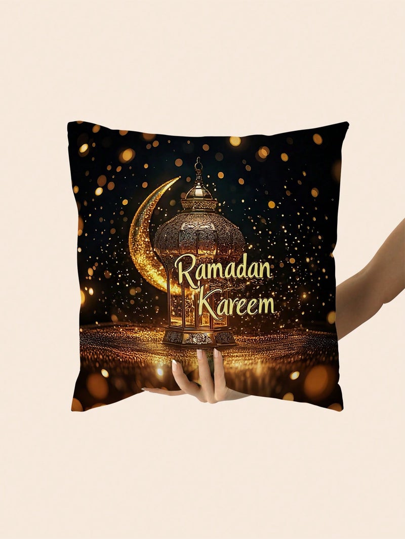 زينة رمضان طقم أغطية وسائد رمضان 4 قطع مقاس 45 × 45 سم بتصاميم فوانيس وهلال - Image 5