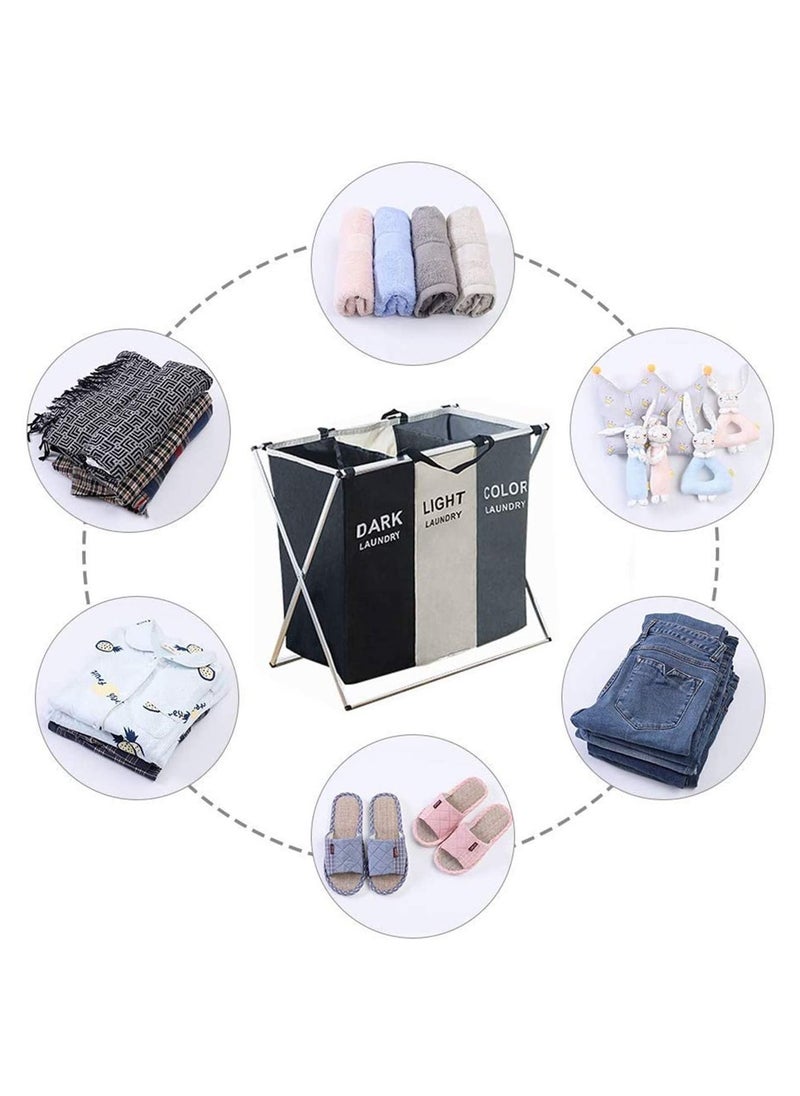 dreamons link Dreamons link 3-Section Laundry Basket Black/White/Grey 137L  - Image 5