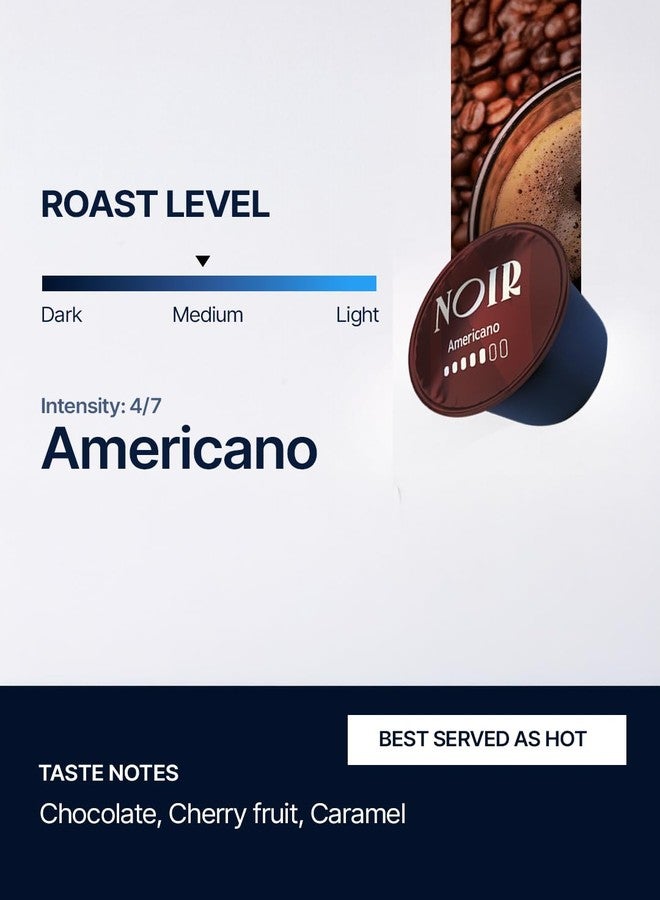 Noir's Americano Coffee Bundle of 50 Pods | Chocolate, Cherry, and Caramel Notes | Medium Roast | Dolce Gusto Compatible Pods | Pack of 5 Boxes - Image 4