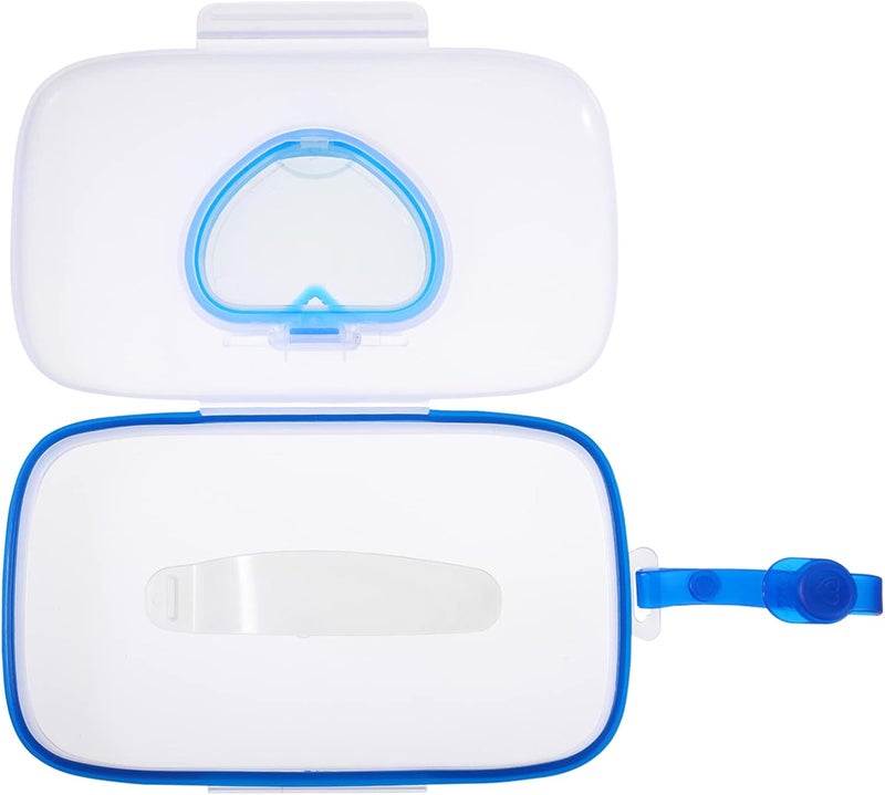 klarako 2Pcs Box Small On The Go Baby Wipes Dispenser Case Tissue Box Baby Wipe Holder Wipe Container for Outdoor Travel Car Pouch Blue Travel Tissue Dispenser - Image 1