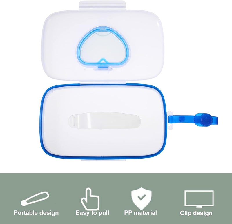 klarako 2Pcs Box Small On The Go Baby Wipes Dispenser Case Tissue Box Baby Wipe Holder Wipe Container for Outdoor Travel Car Pouch Blue Travel Tissue Dispenser - Image 5