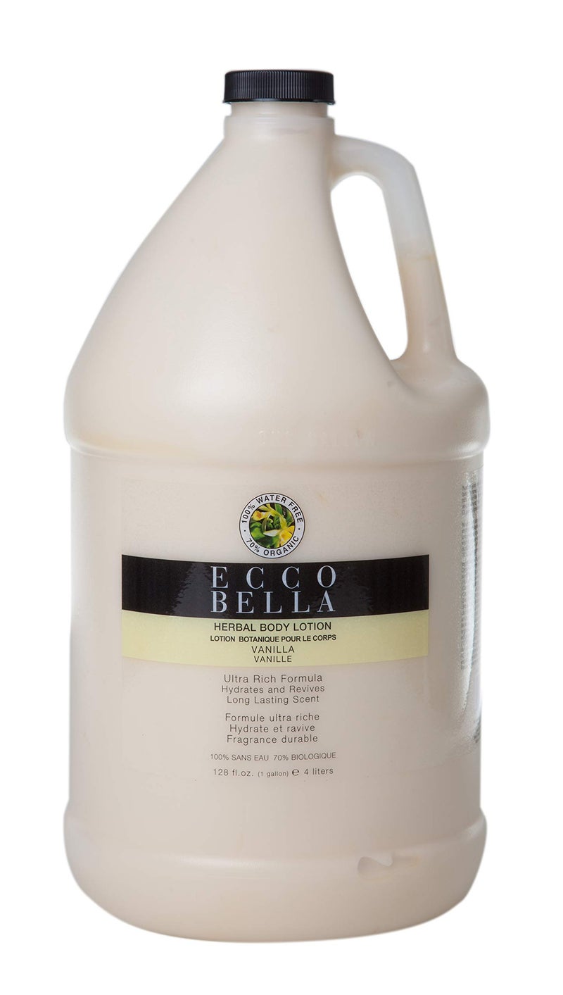Ecco Bella Vanilla Body Lotion - Plant-Based Vegan Formula - Clean and All Natural Body Lotion for Women & Men - Cruelty Free Vanilla Fragrance Body Moisturizer - Organic Vanilla Body Cream - 1 Gallon