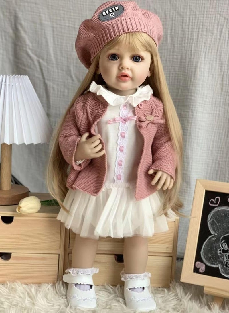 Nano Classic 22 inch 55cm Reborn Baby Doll Soft Full body Silicone Newborn real like Baby Doll Girl Toy- PINK outfit UK04 - Image 1