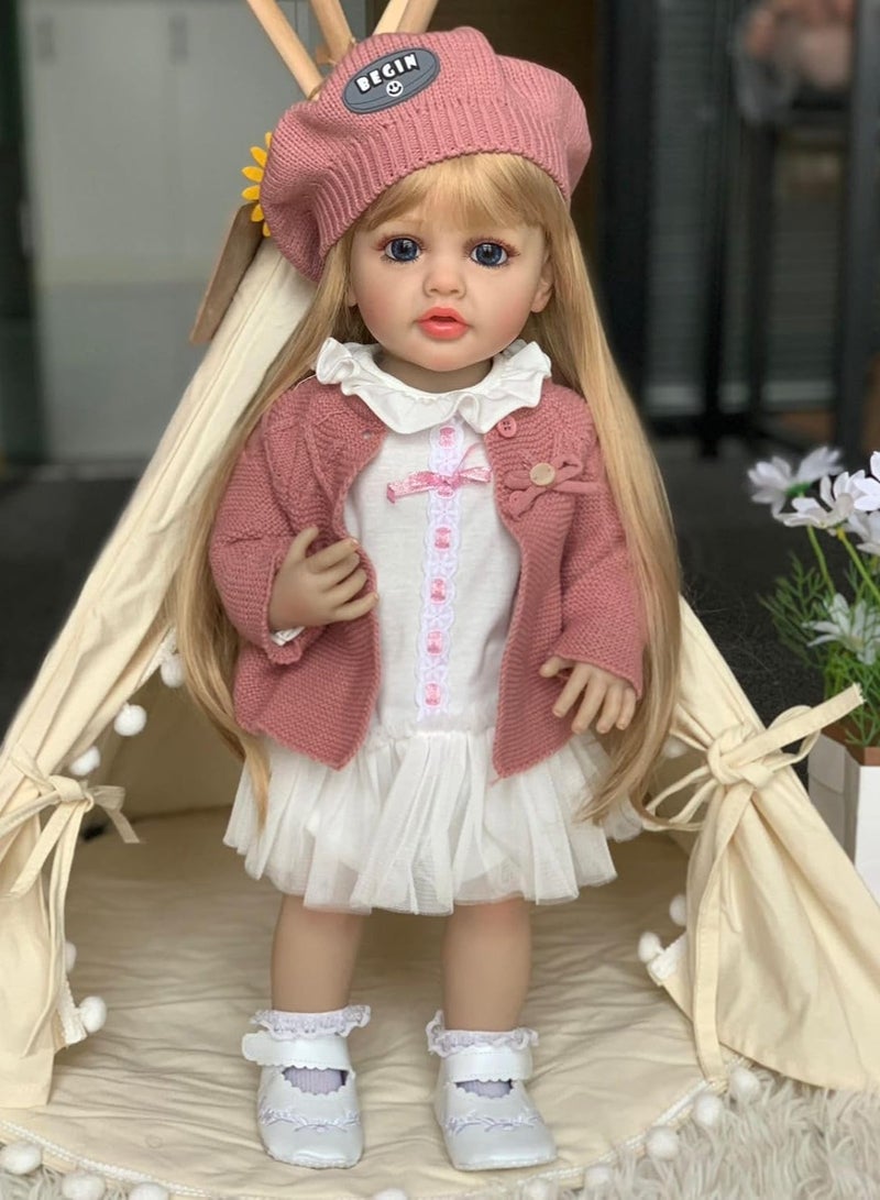 Nano Classic 22 inch 55cm Reborn Baby Doll Soft Full body Silicone Newborn real like Baby Doll Girl Toy- PINK outfit UK04 - Image 2