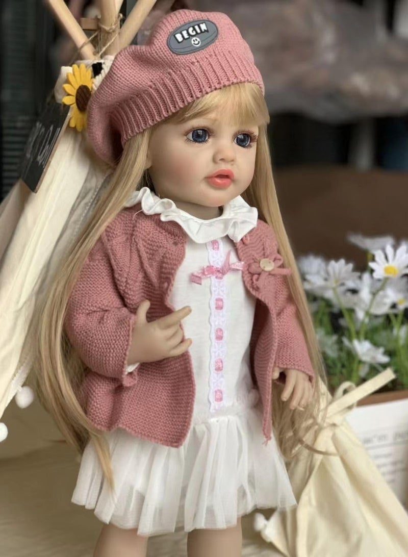 Nano Classic 22 inch 55cm Reborn Baby Doll Soft Full body Silicone Newborn real like Baby Doll Girl Toy- PINK outfit UK04 - Image 3