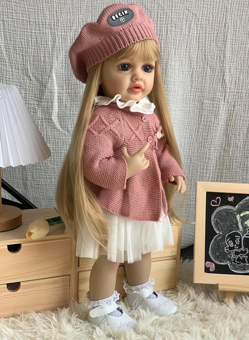 Nano Classic 22 inch 55cm Reborn Baby Doll Soft Full body Silicone Newborn real like Baby Doll Girl Toy- PINK outfit UK04 - Image 4