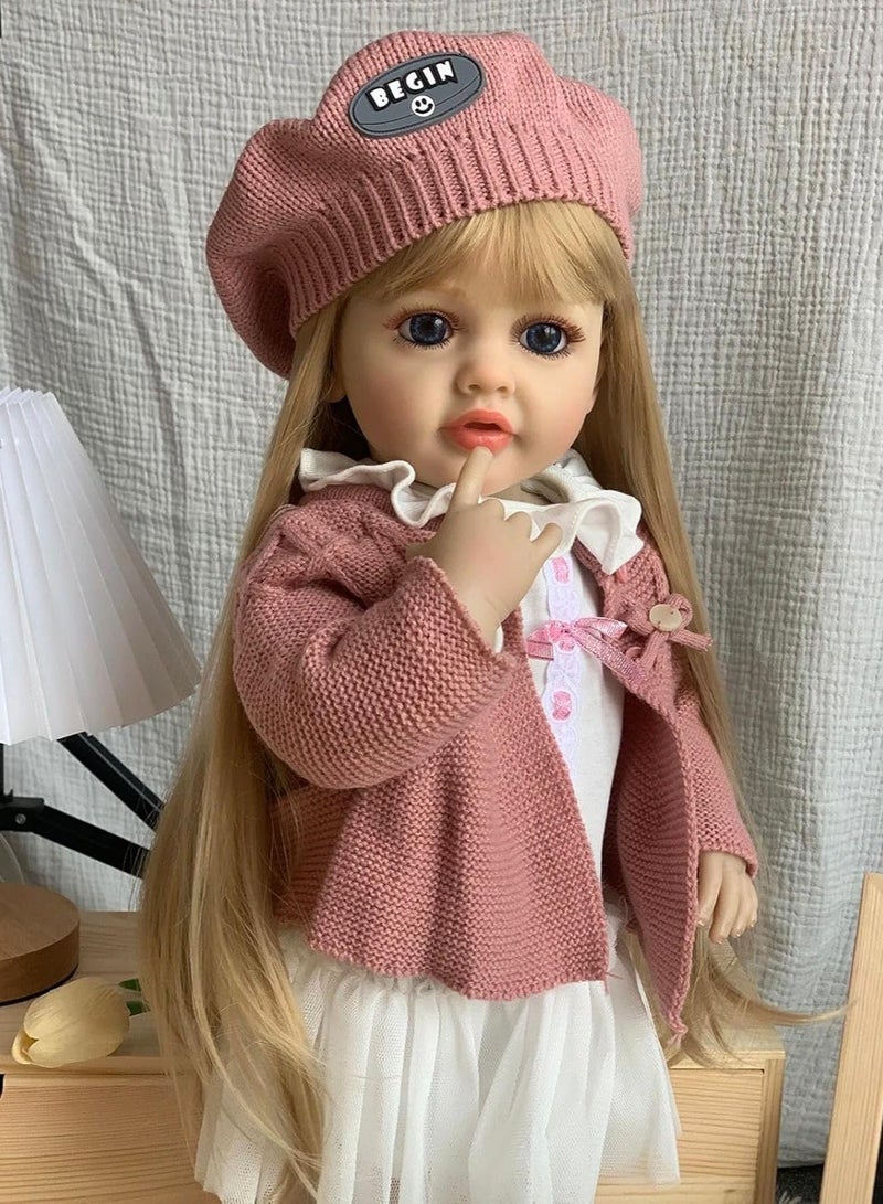 Nano Classic 22 inch 55cm Reborn Baby Doll Soft Full body Silicone Newborn real like Baby Doll Girl Toy- PINK outfit UK04 - Image 5