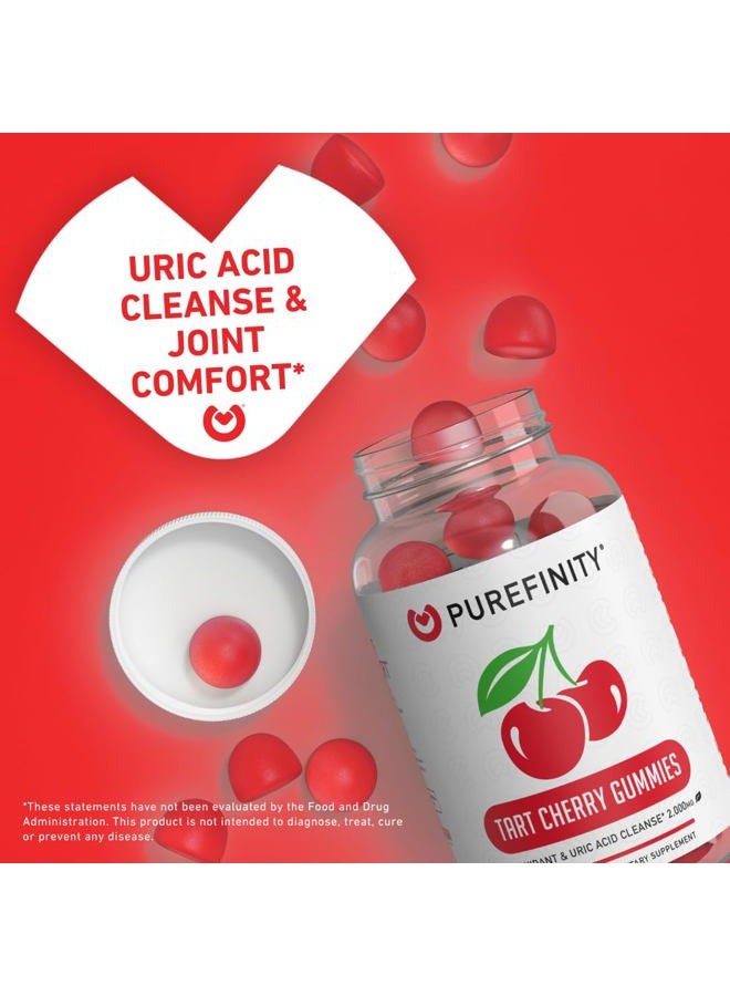 PUREFINITY Tart Cherry Gummies – Uric Acid Flush for Joint Relief & Recovery, Raw Juice Extract Antioxidant – Non-GMO, Gluten Free, Vegan, 60 Count - Image 2