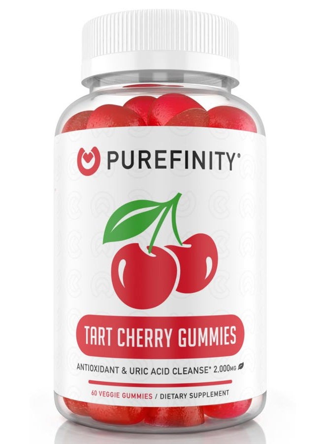 PUREFINITY Tart Cherry Gummies – Uric Acid Flush for Joint Relief & Recovery, Raw Juice Extract Antioxidant – Non-GMO, Gluten Free, Vegan, 60 Count - Image 1