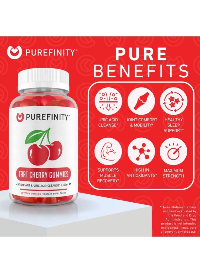 PUREFINITY Tart Cherry Gummies – Uric Acid Flush for Joint Relief & Recovery, Raw Juice Extract Antioxidant – Non-GMO, Gluten Free, Vegan, 60 Count - Image 3