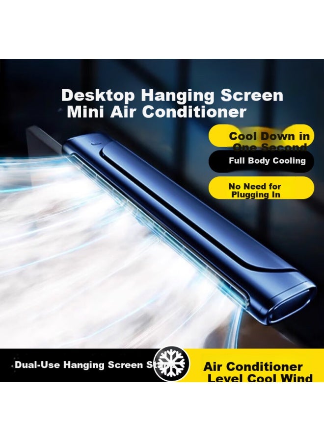 Stiger 【Dual-Use】Hanging Screen Fan Office Small Fan Usb Charging Desktop Cooling Fan Dormitory Computer Screen Display Screen Cooling Artifact Desktop Blue - Image 1