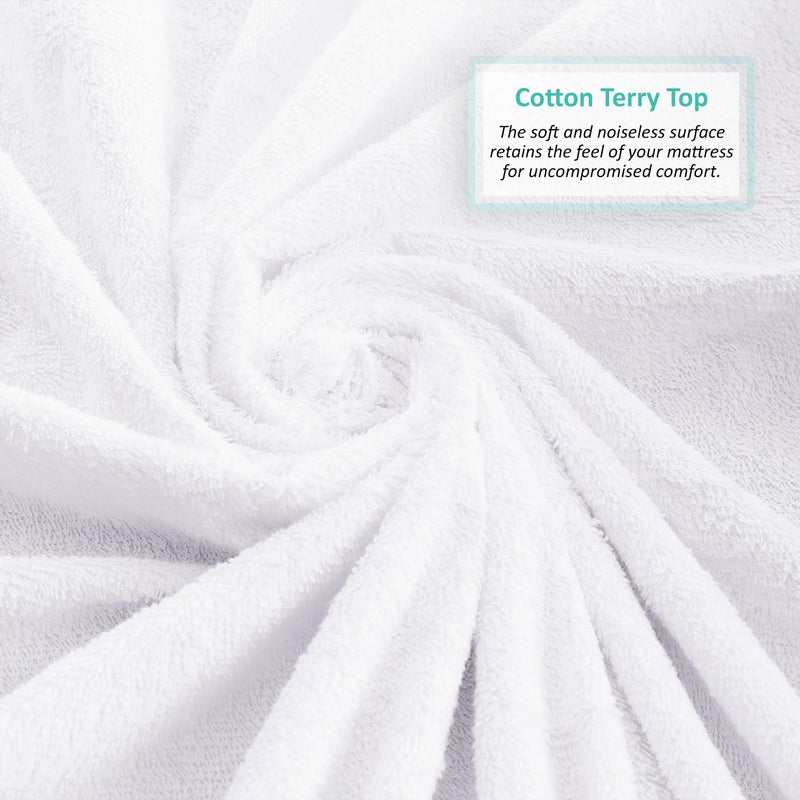 Clara Clark Mattress Protector, Premium Cotton Terry Mattress-Cover - Waterproof, Soft, Breathable and Noiseless Cover Twin Mattress Protector - Image 5