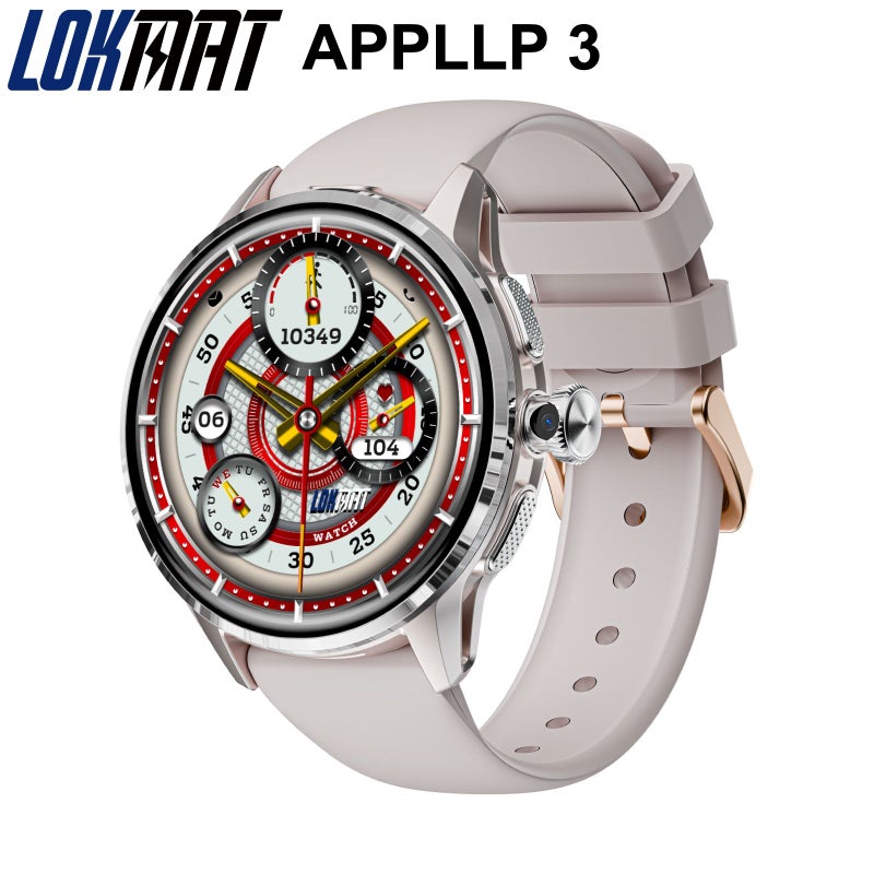 Lokmat Appllp 3 Smart Watch, Wi-Fi, Sports Tracking, Nfc, Android 8.1.0, 3gb+32gb, Silver - Image 1