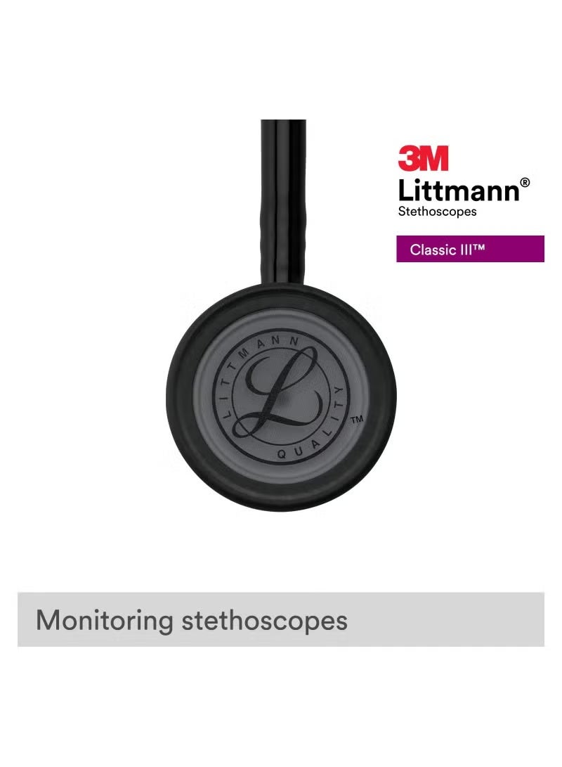 Littmann 3M 5803 Littmann Classic III Black Edition Chestpiece Monitoring Stethoscope, 27" Black Tube - Image 4