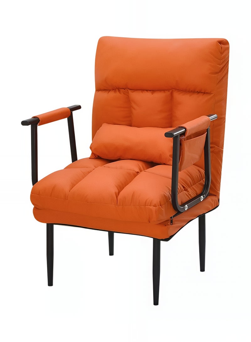 Taimi Folding Recliner Chair, 2-in-1 Chair and Bed with Adjustable Backrest, Foldable Bed for Living Room, Office and Bedroom - Orange  - Image 5