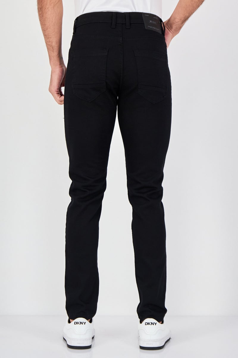 DeFacto Men Skinny Fit Solid Stretchable Denim Jeans, Black - Image 4