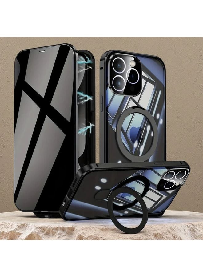 Golden Magnetic Privacy Case For iPhone 16 Pro Max With Lock Card Holder - Image 1