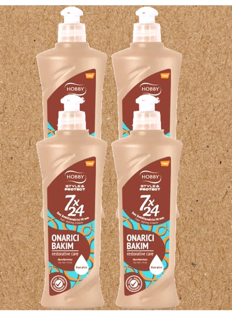 هوبي 4 قطع كريم 7 × 24 لشعرعناية الكيراتين 250 مل