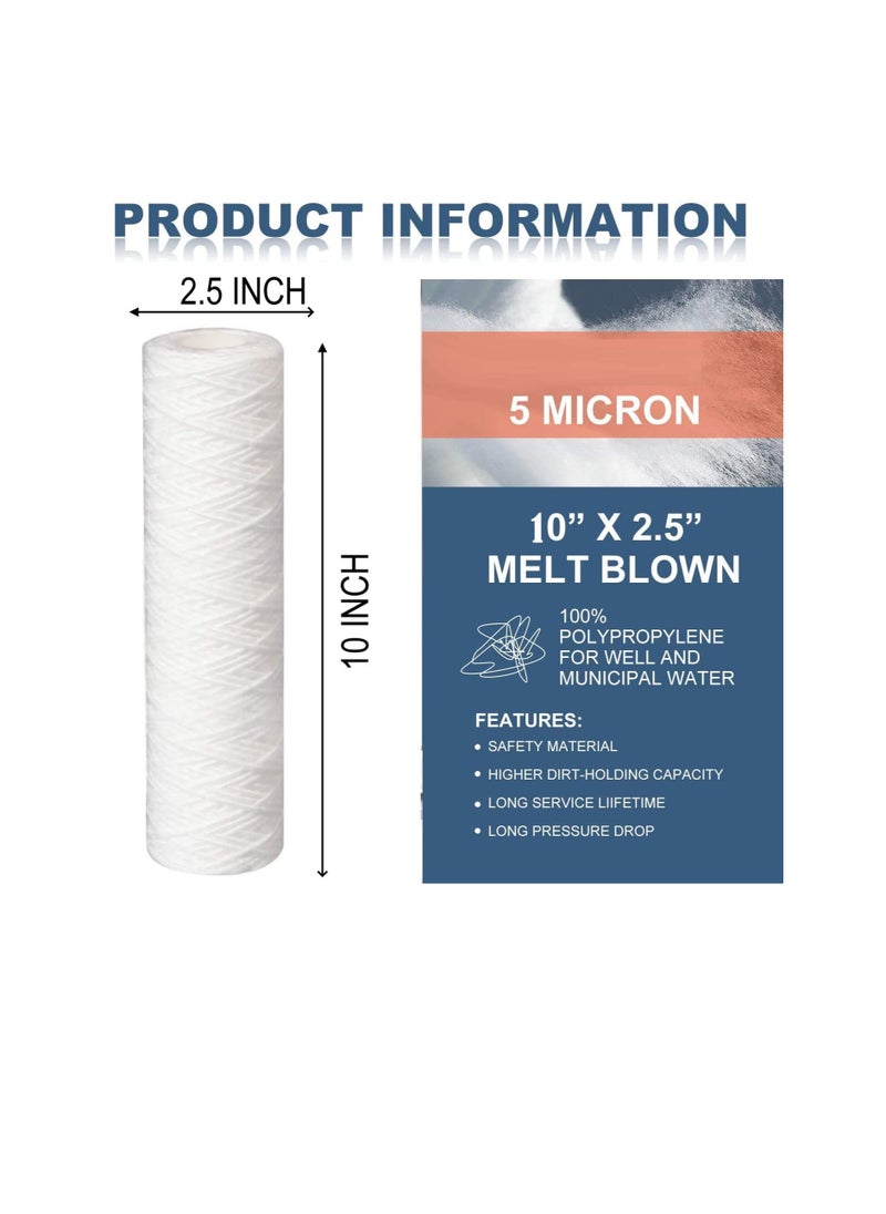 Generic - Water Filter Replacement Cartridges 10" Polypropylene Cotton Sponge Universal Cartridges, Standard Pre-filter Yarn Sediment for Standard RO Systems (Pack of 10, 10" Cotton Yarn (110g)) - Image 1