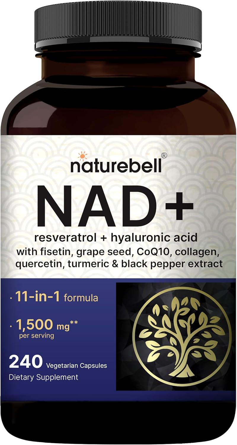 NatureBell NAD+ 1,500mg Per Serving, 240 Veggie Capsules | 11-in-1 Complex with Resveratrol, Hyaluronic Acid, Quercetin, Fisetin, and Collagen - Image 1