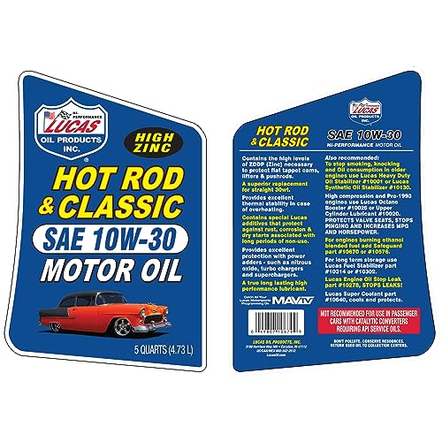 Lucas Oil 10679 Hot Rod & Classic Car SAE 10W-30 Motor Oil - 5 Quart - Image 2
