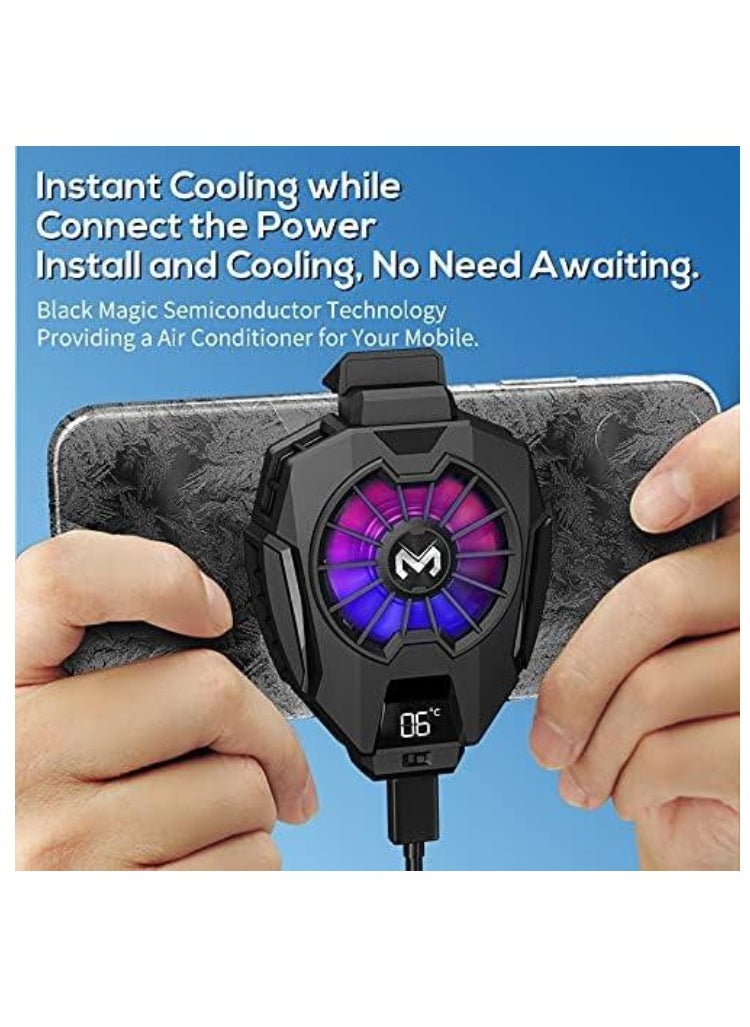 TIGER Phone Cooler, Cellphone Radiator with Dual Semi-Conductor Cooling Chip – Fast Cooling for Mobile Phones (6-8cm Width) – Digital Display, Overheating Protection – Perfect for TikTok Live Streaming, Outdoor Vlogs & Mobile Gaming  - Image 4