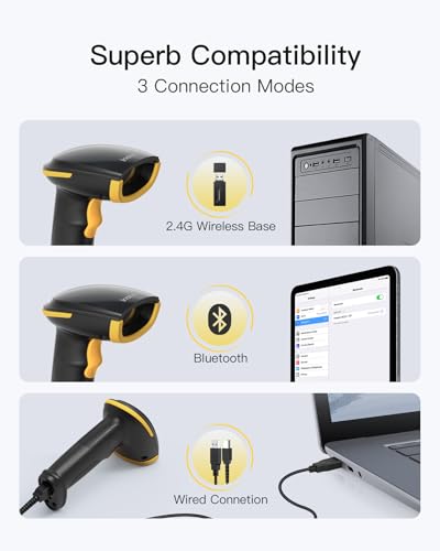 Inateck 2D Barcode Scanner with Intelligent Stand, Wireless QR Code Scanner, Handheld Scanner with APP and SDK, 2D Imager with 2600mAh Battery, BCST-35 - Image 5