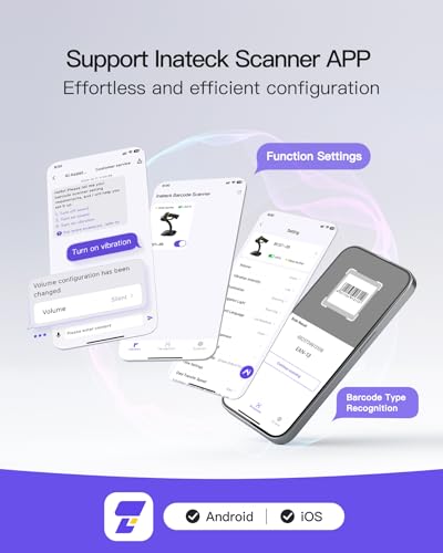 Inateck 2D Barcode Scanner with Intelligent Stand, Wireless QR Code Scanner, Handheld Scanner with APP and SDK, 2D Imager with 2600mAh Battery, BCST-35 - Image 3