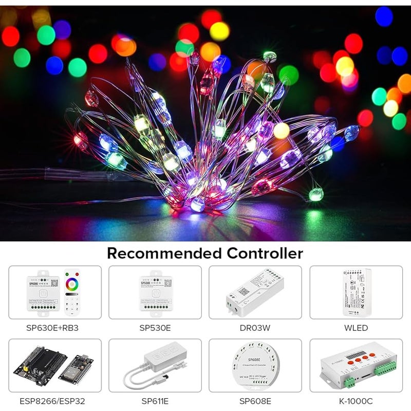 BTF-LIGHTING بي تي اف-لايتنج سلسلة مصابيح خيالية WS2812B IC RGB عبوتان 16.4 قدم 100 مصباح LED تيار مستمر 5 فولت - Image 2
