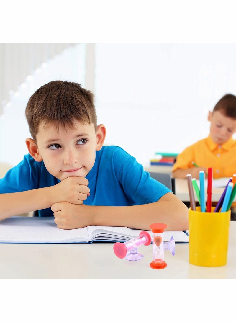 واي آند دي 6 Pack Colorful Sandglass Timer with Suction Cup, 3-Minute Hourglass , Cooking Swivel Sand - Image 2