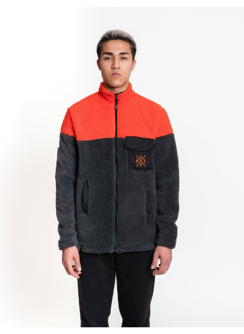 Luo Camp Plush Jacket 02 - Antrachite / Orange Windproof Men's Fleece  - Image 1