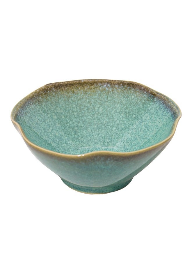 KROUJITY Decorative Bowl 7.6'' Ceramic, Ruffle Catch All Key Bowls for Entryway Table, Coffee Table Bowl Decor, Handcrafted Large Decorative Bowl, Pottery Purse Potpourri Bowl - Image 1