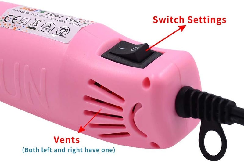 MOFA Resin Heat gun,6.6ft Cable 300W Hot Air Gun for Crafting,Acrylic Paint Dryer Multi-Purpose Electric Heating Nozzle (Pink) - Image 4