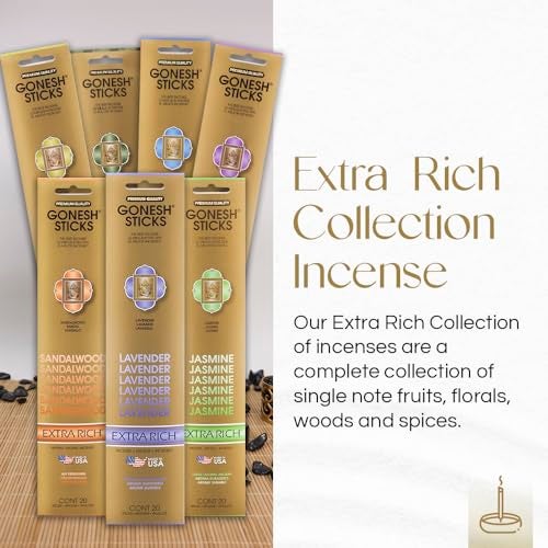 Gonesh - Extra Rich Scented Incense Sticks - Non-Toxic 10” Slow Burn Aromatic Sticks - Sandalwood - 80 Pack - Image 4