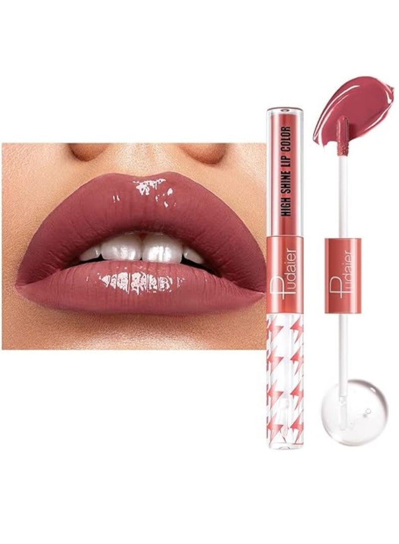 SKY-TOUCH High Shine Lip Gloss with Clear Fixed Color Lip Oil, Up to 12 Hours Long Lasting Dual Ended Liquid Lipstick, Lightweight and Non Sticky, 2ml (09)  - Image 1