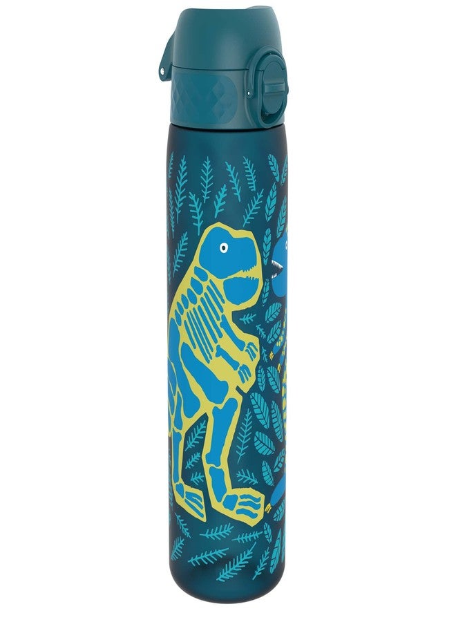 ION8 Water Bottle, 500 ml/18 oz, Leak Proof, Easy to Open, Secure Lock, Dishwasher Safe, BPA Free, Hygienic Flip Cover, Carry Handle, Easy Clean, Odor Free, Carbon Neutral, Deep Teal, Dinosaurs Design - Image 1
