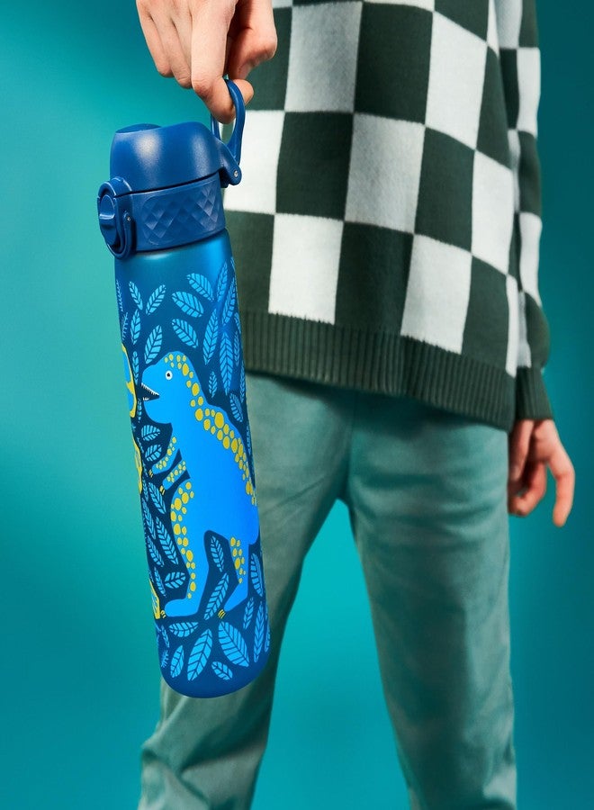ION8 Water Bottle, 500 ml/18 oz, Leak Proof, Easy to Open, Secure Lock, Dishwasher Safe, BPA Free, Hygienic Flip Cover, Carry Handle, Easy Clean, Odor Free, Carbon Neutral, Deep Teal, Dinosaurs Design - Image 4