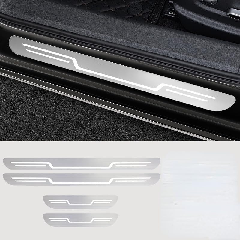 4Pcs Stainless Steel Car Door Sill Protector Strips Kick Plates for Trailblazer (5seats) 3. Generation, Threshold Protective Film Threshold Edge Entry Guard Stickers,A/Silver - Image 2