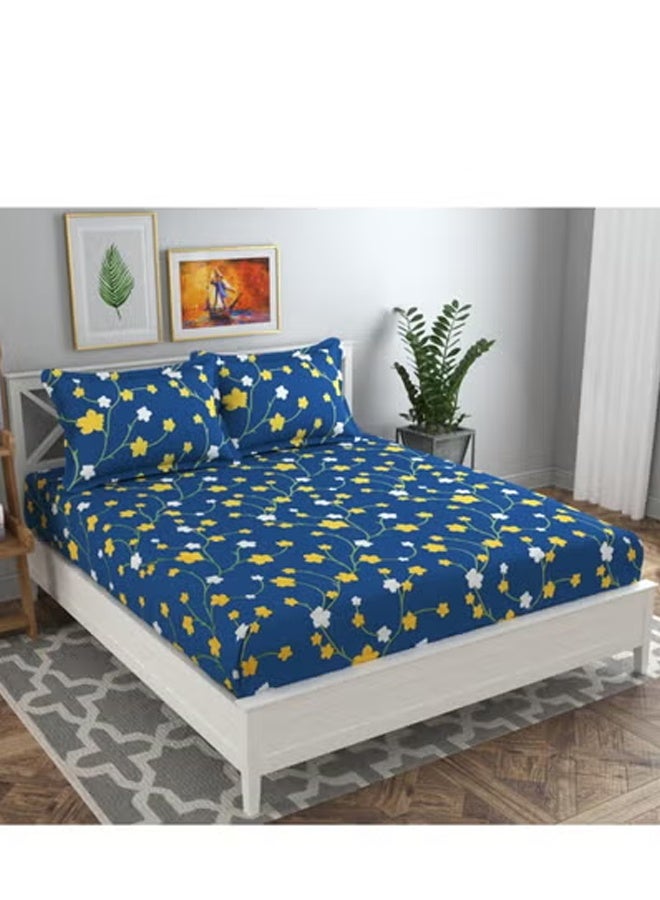 BSB Glace Cotton 180 TC Big Flower Printed Single Bedsheets with 1 King Size Pillow Cover, (60 x 90 Inches, 4 x 6 Feet) 148 x 228, 43 x 68 cm - Image 3