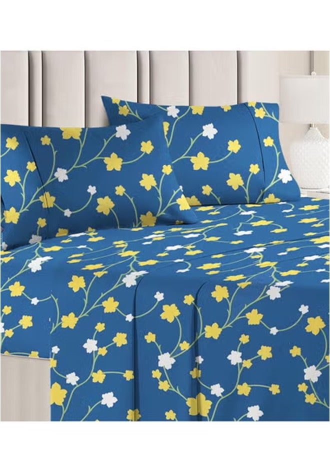 BSB Glace Cotton 180 TC Big Flower Printed Single Bedsheets with 1 King Size Pillow Cover, (60 x 90 Inches, 4 x 6 Feet) 148 x 228, 43 x 68 cm - Image 2