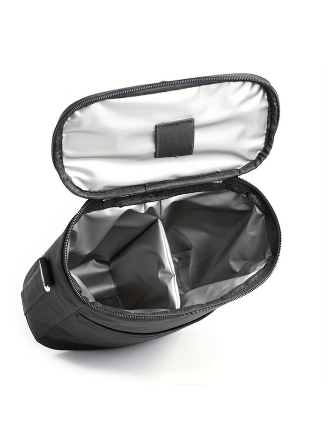 Insulated Bag Durable Black Nylon With Adjustable Shoulder Strap Handle Ideal For Travel Wine Tasting Parties - Image 1