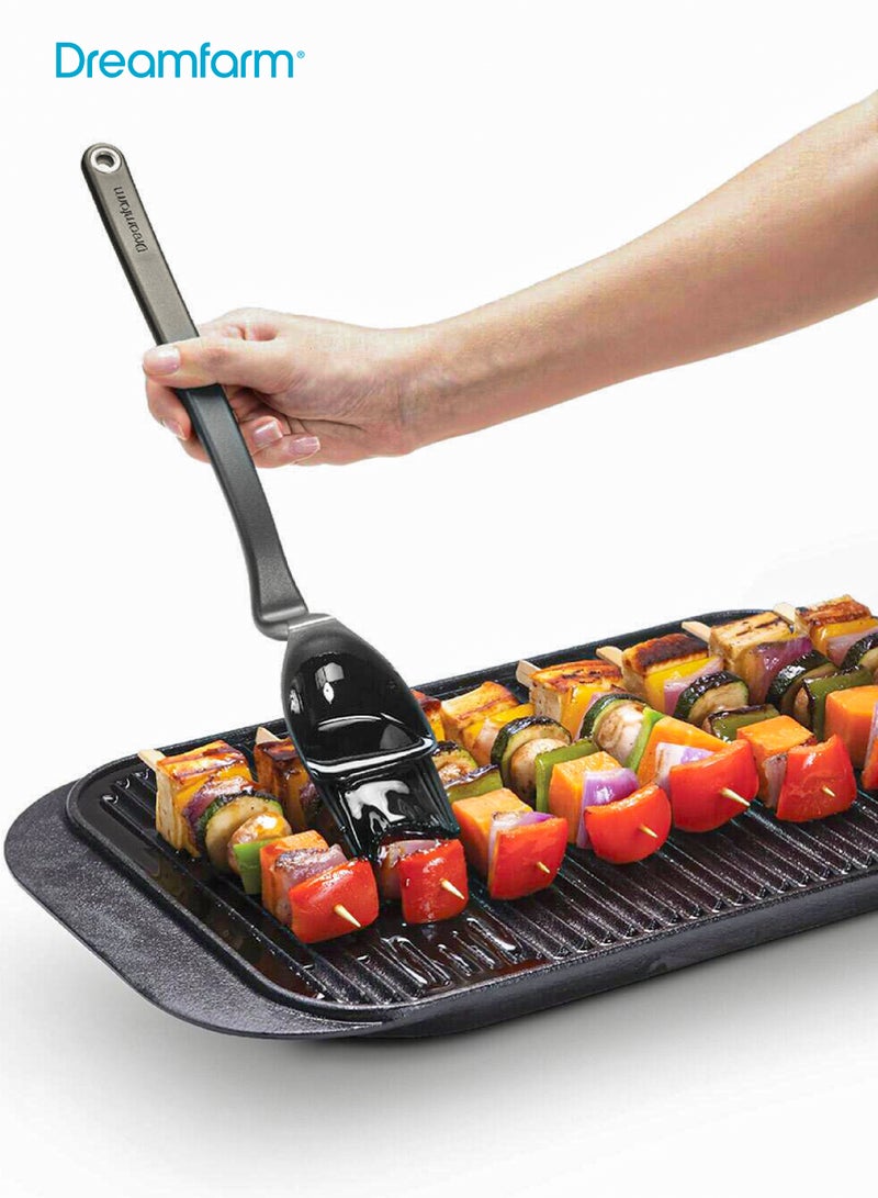 دريم فارم فرشاة شواء سيليكون مع خزان صلصة | مقاومة للحرارة حتى ٢٦٠ درجة مئوية | فرشاة صلصة للشواء بدون تقطير أو خدش | مقبض طويل للسلامة | ٤٢ × ٩ × ٤٫٢ سم - Image 2