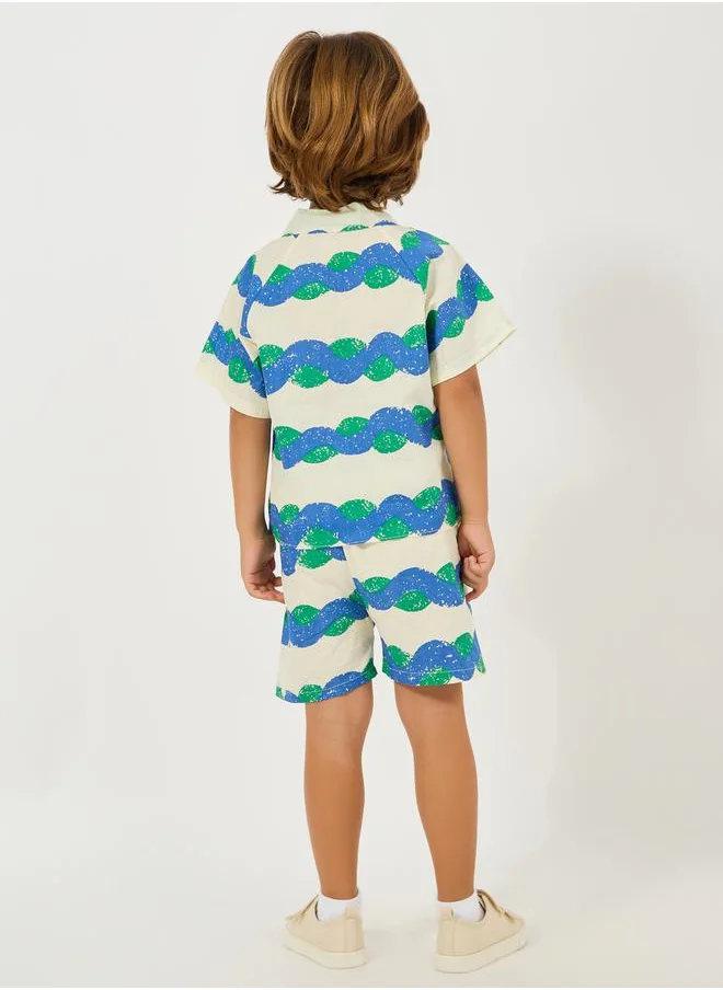 ستايلي Wave Printed Shirt & Short Set