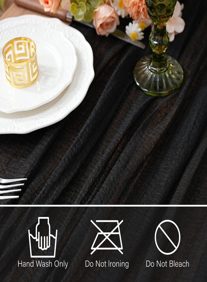 RRBXIA 1Pcs Cheesecloth Table Runner Black 10FT Boho Gauze Cheese Cloth Table Runners 120 Inches Long Rustic Sheer for Centerpiece Home Party Christmas Wedding Baby Shower Spring Easter Decor - Image 5